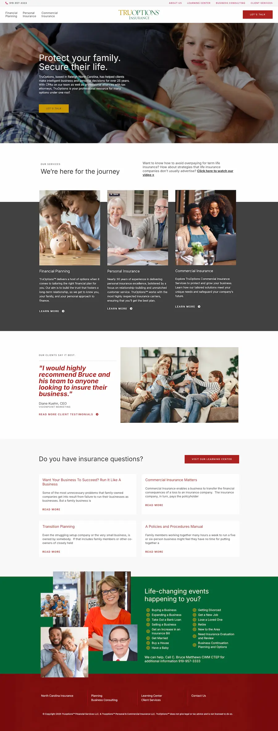 TruOptions financial insurance services website by Port City Pixel Raleigh NC