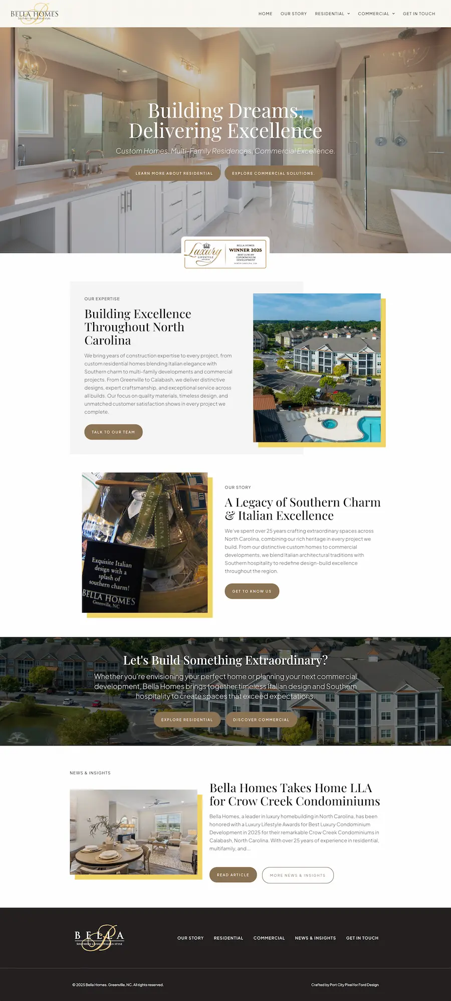 Bella Homes luxury custom home builder website portfolio Wilmington NC