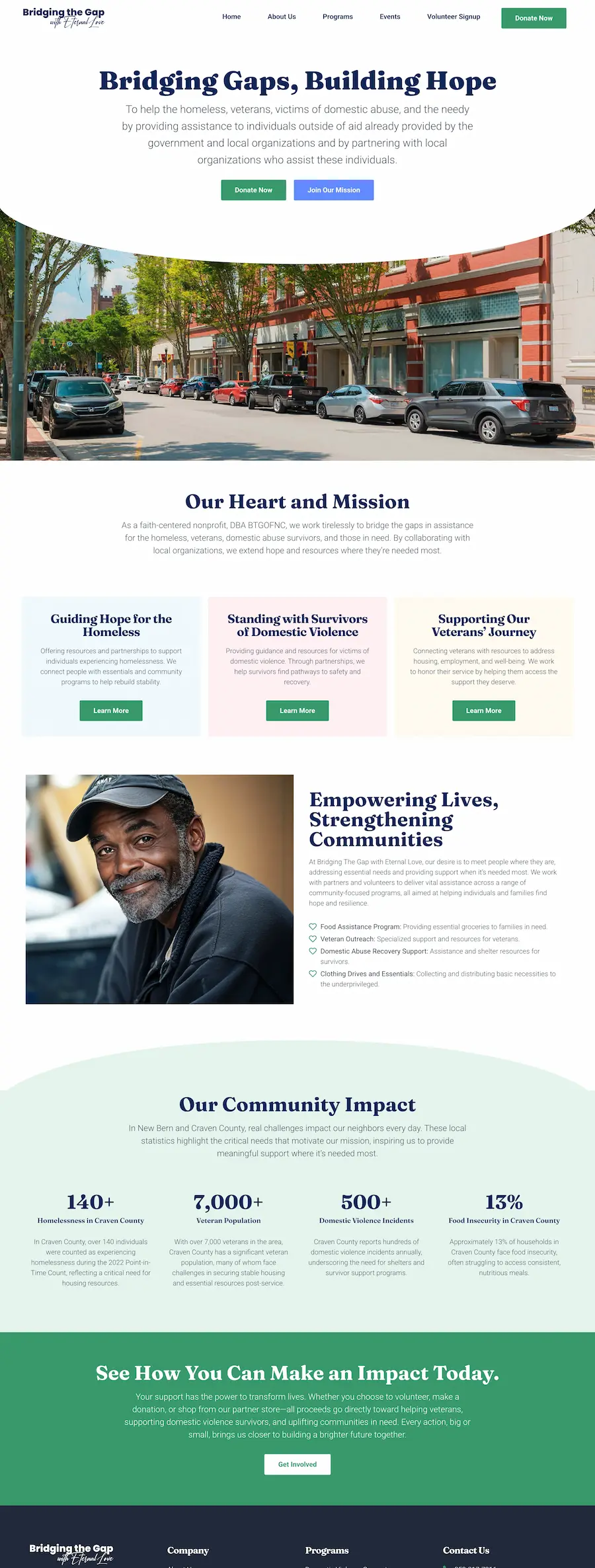 Bridging The Gap nonprofit website design New Bern NC by Port City Pixel