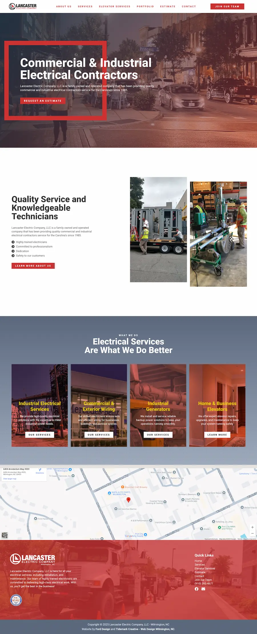 Lancaster Electric commercial electrical contractor website Wilmington NC