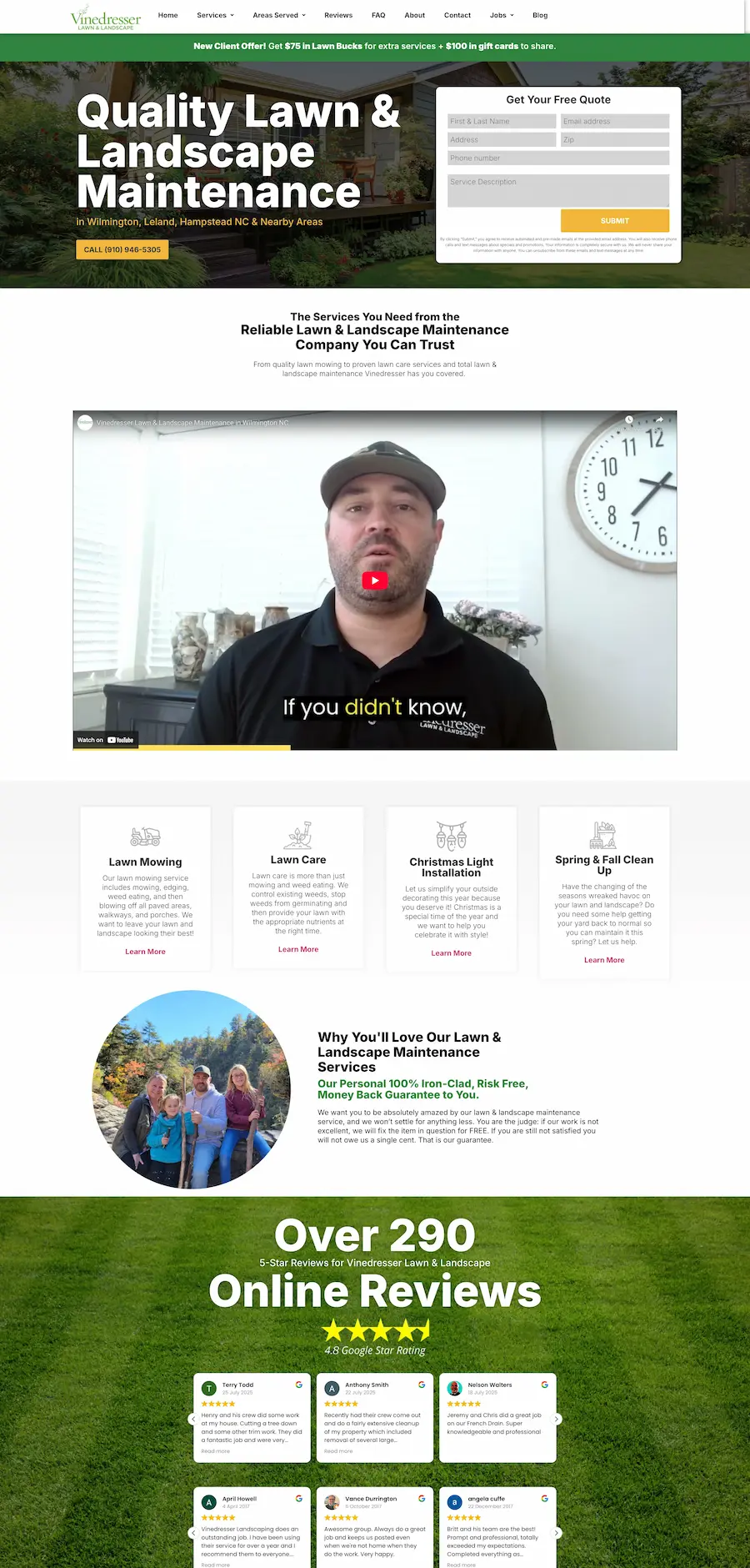 Vinedresser landscaping website design by Port City Pixel Wilmington NC